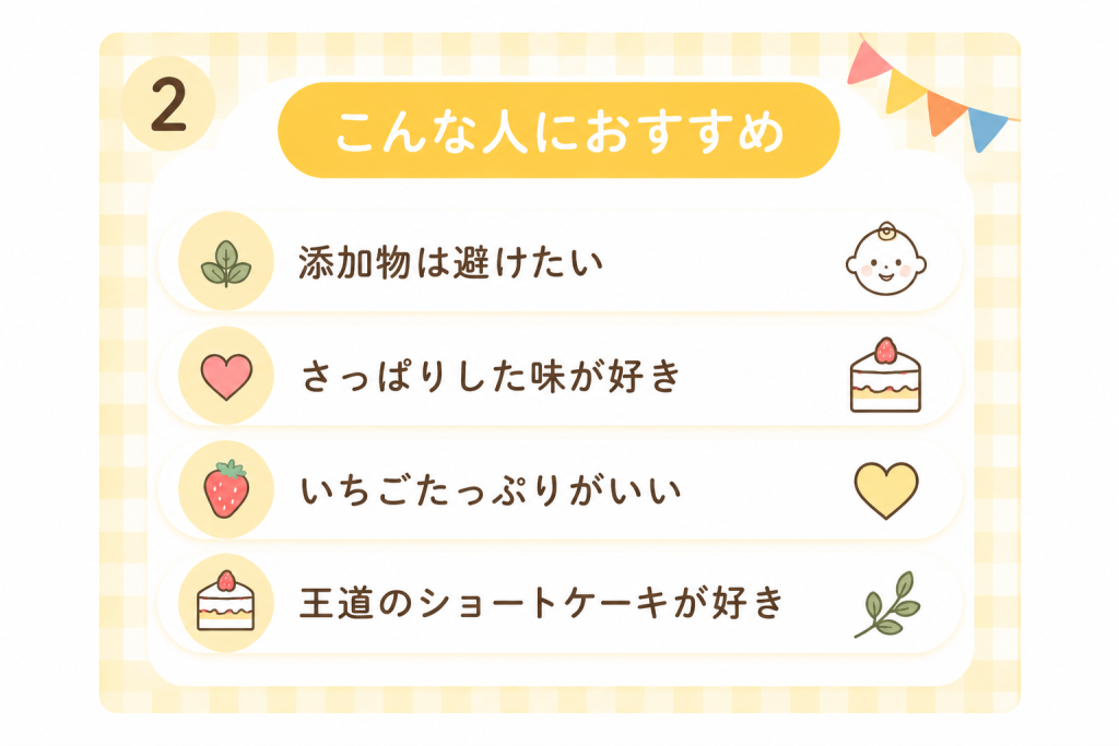 Sacchoのケーキがおすすめ人・添加物を避けたい人